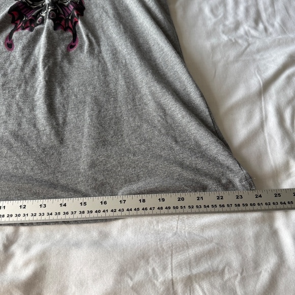 Torrid 0 Classic Fit Women's Skull and Butterfly Lattice V-Neck Tank Top Grey L - Picture 8 of 9